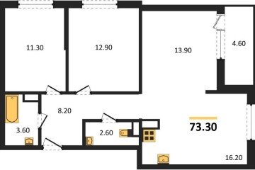 Фото №1: 3-комнатная квартира 73 м² - Краснодар, мкр. жилой комплекс Самолёт-6, 