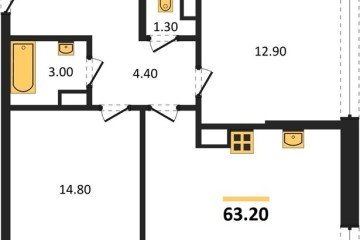 Фото №1: 2-комнатная квартира 63 м² - Краснодар, мкр. жилой комплекс Самолёт-6, 