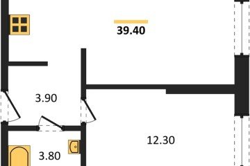 Фото №1: 1-комнатная квартира 39 м² - Краснодар, мкр. жилой комплекс Самолёт-6, 