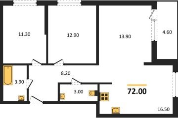 Фото №1: 3-комнатная квартира 74 м² - Краснодар, мкр. жилой комплекс Самолёт-6, 