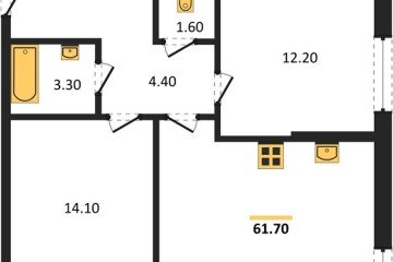 Фото №1: 2-комнатная квартира 61 м² - Краснодар, мкр. жилой комплекс Самолёт-6, 