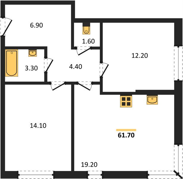 Фото №1: 2-комнатная квартира 61 м² - Краснодар, Прикубанский внутригородской округ, мкр. жилой комплекс Самолёт-6