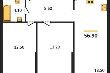 Фото №1: 2-комнатная квартира 56 м² - Краснодар, мкр. жилой комплекс Самолёт-6, 