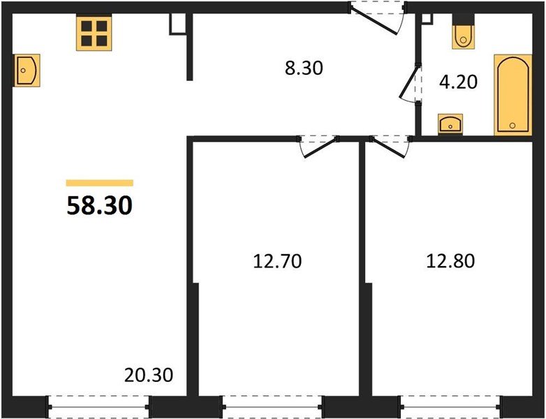 Фото №1: 2-комнатная квартира 58 м² - Краснодар, Прикубанский внутригородской округ, мкр. жилой комплекс Самолёт-6