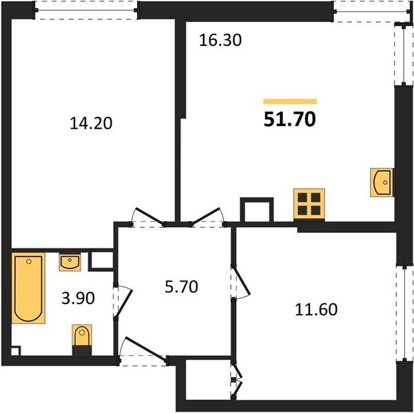 Фото №1: 2-комнатная квартира 51 м² - Краснодар, Прикубанский внутригородской округ, мкр. жилой комплекс Самолёт-6