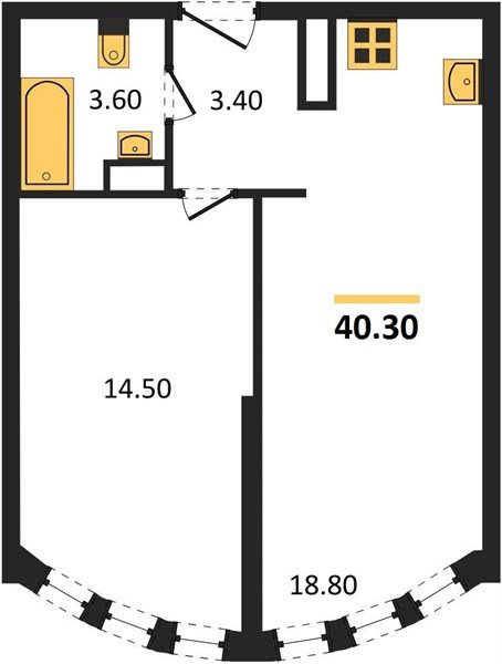 Фото №1: 1-комнатная квартира 40 м² - Краснодар, Прикубанский внутригородской округ, мкр. жилой комплекс Самолёт-6