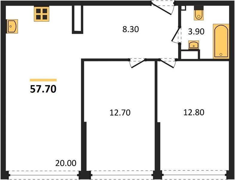 Фото №1: 2-комнатная квартира 57 м² - Краснодар, Прикубанский внутригородской округ, мкр. жилой комплекс Самолёт-6