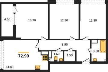 Фото №1: 3-комнатная квартира 72 м² - Краснодар, мкр. жилой комплекс Самолёт-6, 