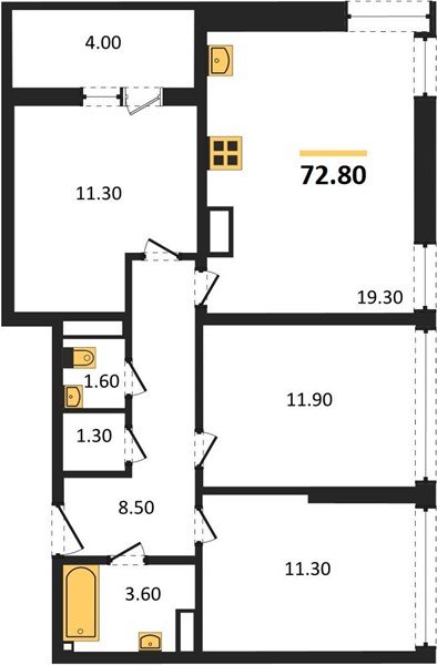 Фото №1: 3-комнатная квартира 72 м² - Краснодар, Прикубанский внутригородской округ, мкр. жилой комплекс Самолёт-6