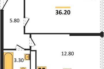 Фото №1: 1-комнатная квартира 36 м² - Краснодар, мкр. жилой комплекс Самолёт-6, 