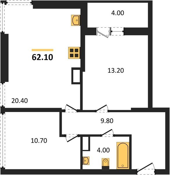 Фото №1: 2-комнатная квартира 62 м² - Краснодар, Прикубанский внутригородской округ, мкр. жилой комплекс Самолёт-6