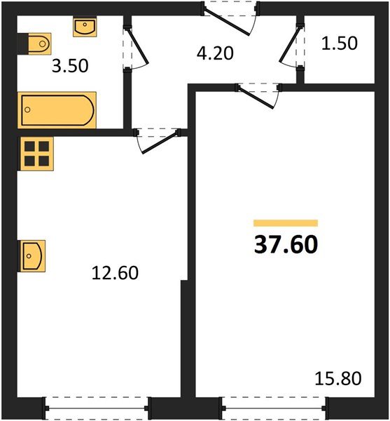 Фото №1: 1-комнатная квартира 37 м² - Краснодар, Прикубанский внутригородской округ, мкр. жилой комплекс Самолёт-6