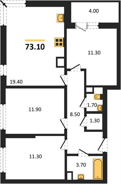 Фото №1: 3-комнатная квартира 73 м² - Краснодар, Прикубанский внутригородской округ, мкр. жилой комплекс Самолёт-6