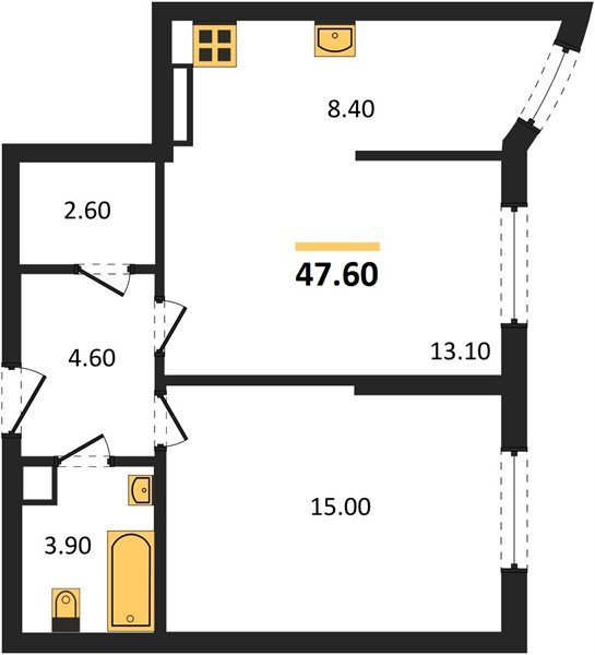 Фото №1: 2-комнатная квартира 47 м² - Краснодар, Прикубанский внутригородской округ, мкр. жилой комплекс Самолёт-6