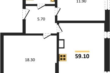 Фото №1: 2-комнатная квартира 59 м² - Краснодар, мкр. жилой комплекс Самолёт-6, 