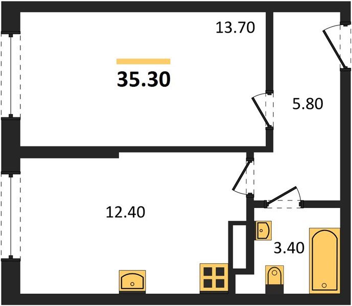 Фото №1: 1-комнатная квартира 35 м² - Краснодар, Прикубанский внутригородской округ, мкр. жилой комплекс Самолёт-6