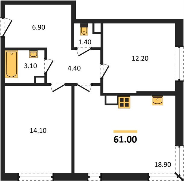 Фото №1: 2-комнатная квартира 61 м² - Краснодар, Прикубанский внутригородской округ, мкр. жилой комплекс Самолёт-6