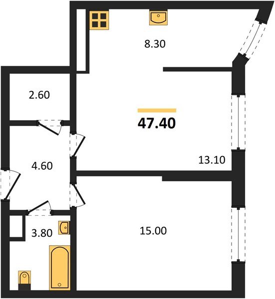 Фото №1: 2-комнатная квартира 47 м² - Краснодар, Прикубанский внутригородской округ, мкр. жилой комплекс Самолёт-6