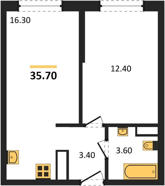 Фото №1: 1-комнатная квартира 35 м² - Краснодар, Прикубанский внутригородской округ, мкр. жилой комплекс Самолёт-6