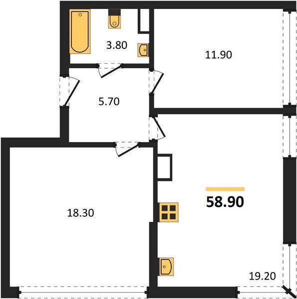 Фото №1: 2-комнатная квартира 58 м² - Краснодар, Прикубанский внутригородской округ, мкр. жилой комплекс Самолёт-6