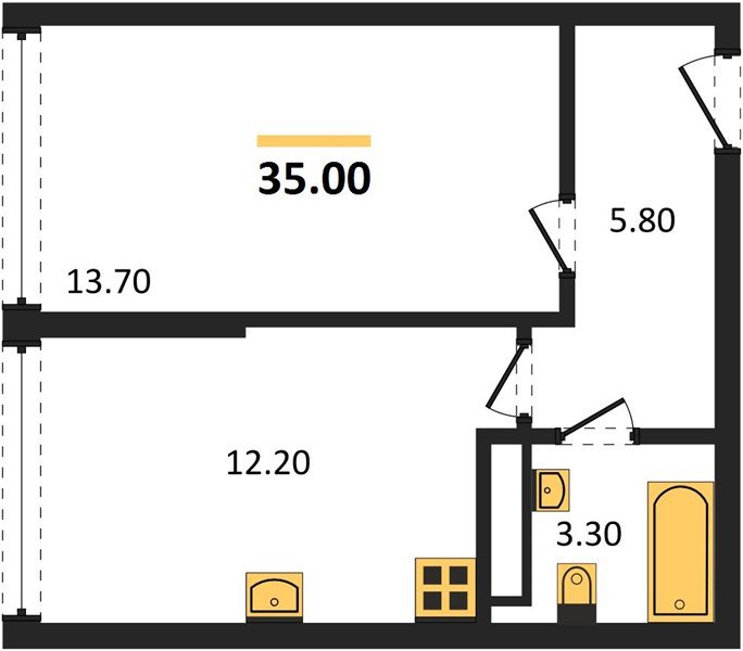 Фото №1: 1-комнатная квартира 35 м² - Краснодар, Прикубанский внутригородской округ, мкр. жилой комплекс Самолёт-6