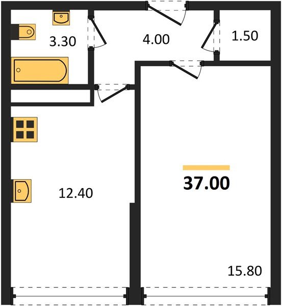 Фото №1: 1-комнатная квартира 37 м² - Краснодар, Прикубанский внутригородской округ, мкр. жилой комплекс Самолёт-6