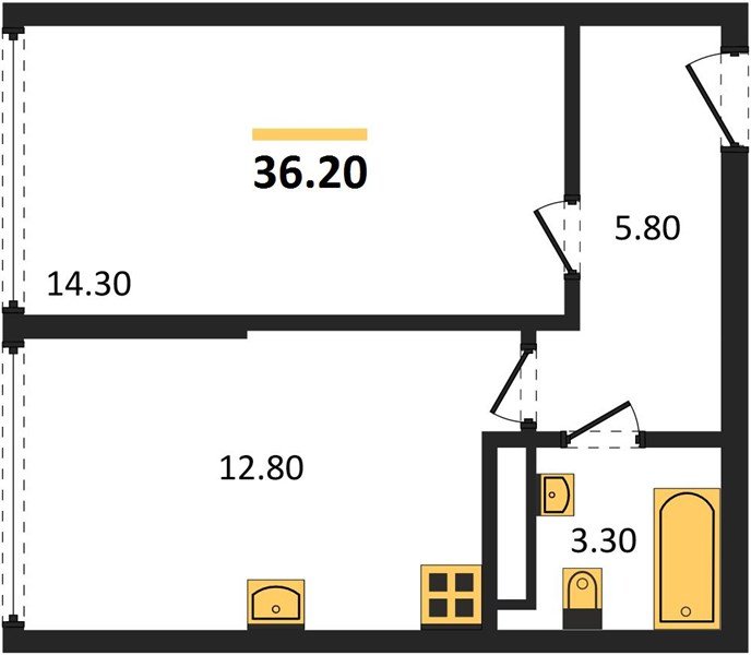 Фото №1: 1-комнатная квартира 36 м² - Краснодар, Прикубанский внутригородской округ, мкр. жилой комплекс Самолёт-6