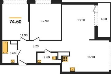 Фото №1: 3-комнатная квартира 74 м² - Краснодар, мкр. жилой комплекс Самолёт-6, 