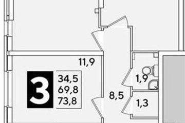 Фото №1: 3-комнатная квартира 73 м² - Краснодар, мкр. жилой комплекс Самолёт-6, 