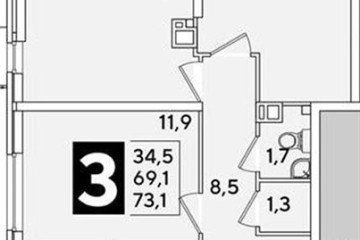 Фото №1: 3-комнатная квартира 73 м² - Краснодар, мкр. жилой комплекс Самолёт-6, 