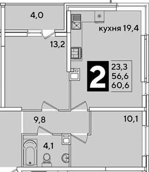 Фото №1: 2-комнатная квартира <span class="whitespace-nowrap">60 м²</span>, <span class="whitespace-nowrap">4/16 эт.</span> - Краснодар, Прикубанский внутригородской округ, мкр. жилой комплекс Самолёт-6