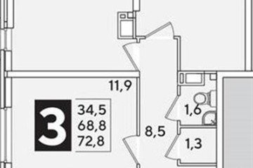 Фото №1: 3-комнатная квартира 73 м² - Краснодар, мкр. жилой комплекс Самолёт-6, 