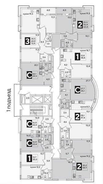Фото №8: 3-комнатная квартира 73 м² - Краснодар, Прикубанский внутригородской округ, мкр. жилой комплекс Самолёт-6