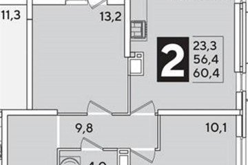 Фото №1: 2-комнатная квартира 60 м² - Краснодар, мкр. жилой комплекс Самолёт-6, 