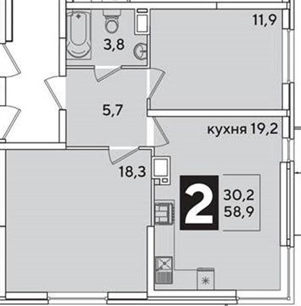 Фото №1: 2-комнатная квартира 59 м² - Краснодар, Прикубанский внутригородской округ, мкр. жилой комплекс Самолёт-6