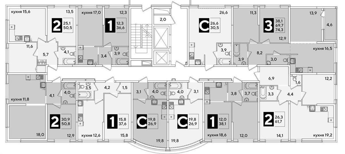 Фото №8: 3-комнатная квартира 74 м² - Краснодар, Прикубанский внутригородской округ, мкр. жилой комплекс Самолёт-6