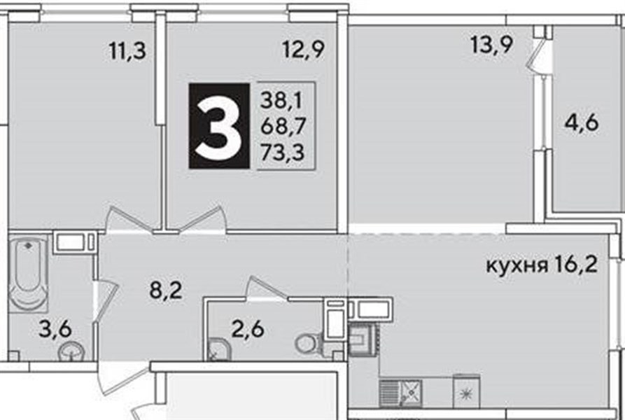Фото №1: 3-комнатная квартира 73 м² - Краснодар, Прикубанский внутригородской округ, мкр. жилой комплекс Самолёт-6