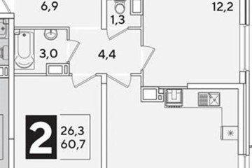 Фото №1: 2-комнатная квартира 61 м² - Краснодар, мкр. жилой комплекс Самолёт-6, 