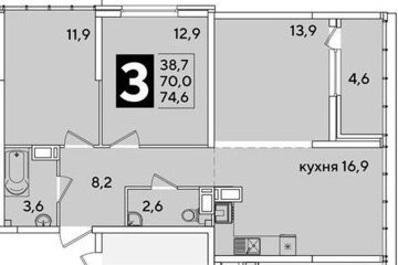 Фото №1: 3-комнатная квартира 74 м² - Краснодар, мкр. жилой комплекс Самолёт-6, 