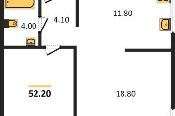 Фото №1: 2-комнатная квартира 52 м² - Краснодар, мкр. жилой комплекс Самолёт-6, 