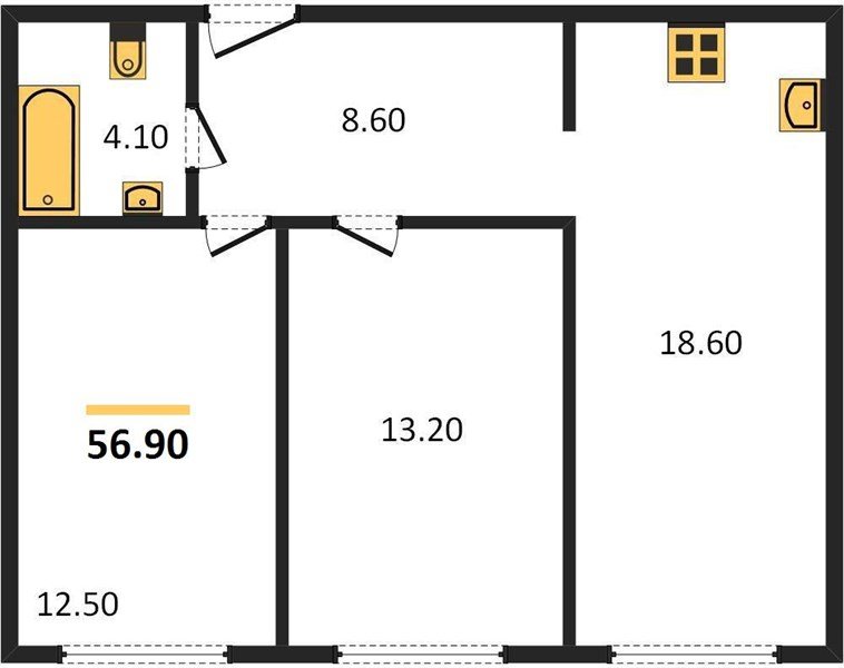 Фото №1: 2-комнатная квартира 56 м² - Краснодар, Прикубанский внутригородской округ, мкр. жилой комплекс Самолёт-6