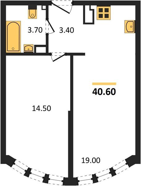 Фото №1: 1-комнатная квартира 40 м² - Краснодар, Прикубанский внутригородской округ, мкр. жилой комплекс Самолёт-6