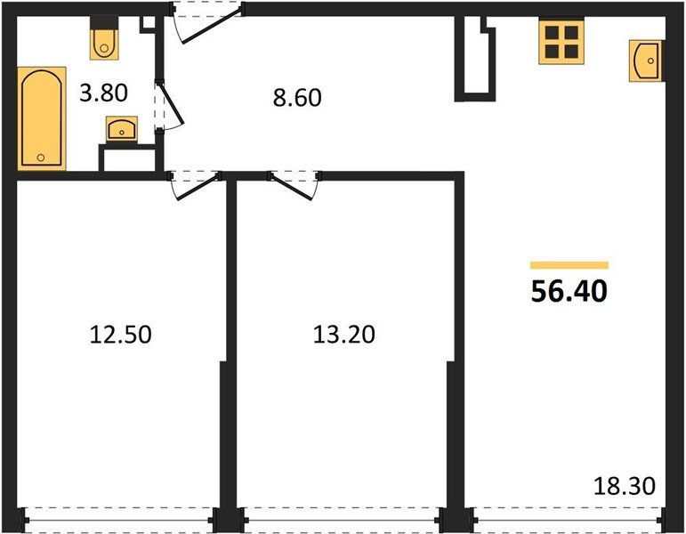 Фото №1: 2-комнатная квартира 56 м² - Краснодар, Прикубанский внутригородской округ, мкр. жилой комплекс Самолёт-6