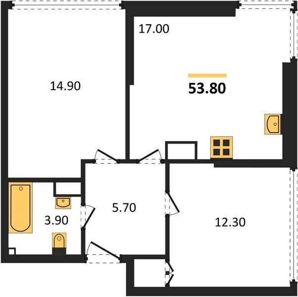 Фото №1: 2-комнатная квартира 53 м² - Краснодар, Прикубанский внутригородской округ, мкр. жилой комплекс Самолёт-6