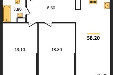 Фото №1: 2-комнатная квартира 58 м² - Краснодар, мкр. жилой комплекс Самолёт-6, 