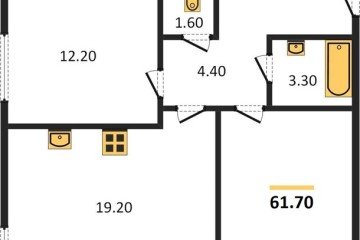 Фото №1: 2-комнатная квартира 61 м² - Краснодар, мкр. жилой комплекс Самолёт-6, 