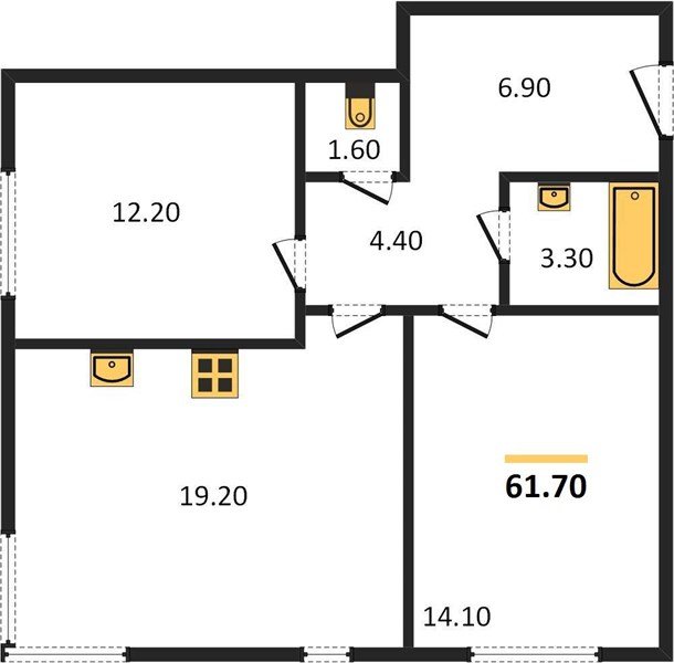 Фото №1: 2-комнатная квартира 61 м² - Краснодар, Прикубанский внутригородской округ, мкр. жилой комплекс Самолёт-6