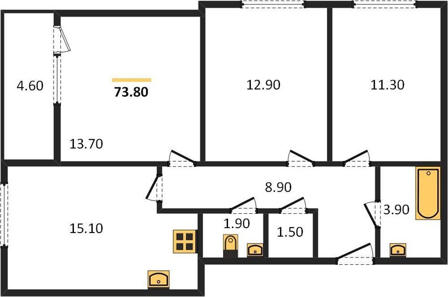Фото №1: 3-комнатная квартира 73 м² - Краснодар, Прикубанский внутригородской округ, мкр. жилой комплекс Самолёт-6