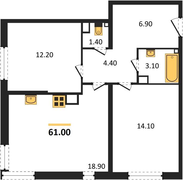 Фото №1: 2-комнатная квартира 61 м² - Краснодар, Прикубанский внутригородской округ, мкр. жилой комплекс Самолёт-6