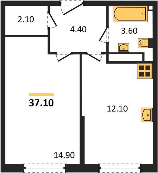 Фото №1: 1-комнатная квартира 37 м² - Краснодар, Прикубанский внутригородской округ, мкр. жилой комплекс Самолёт-6